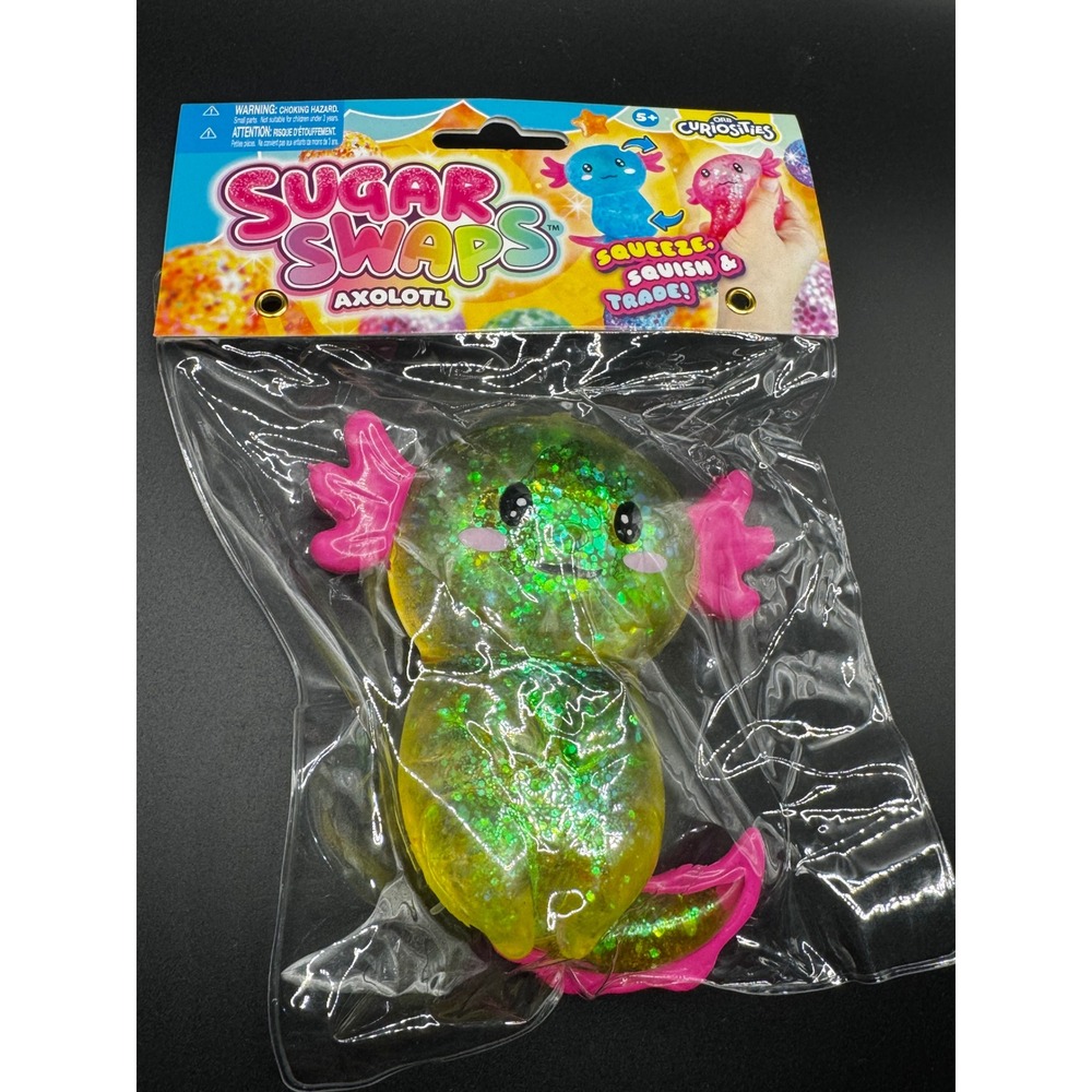 Orb Curiosities Sugar Swaps Axolotl Squishy Fidget Toy Glitter Yellow Green42111